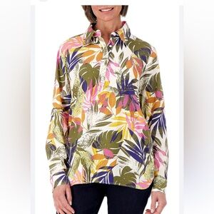 NWT Denim & Co. Naturals Linen‑Blend Button Curved Hem Shirt – – Size 5X